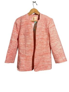 Skies Are Blue Coral Tweed Open-Front Blazer